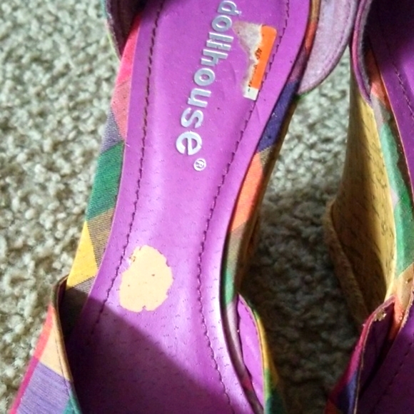 Plaid multi color summer wedge sandals - Picture 4 of 6